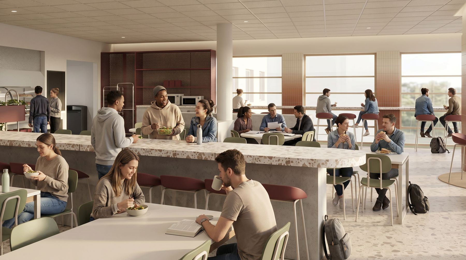 Central space with high communal tables